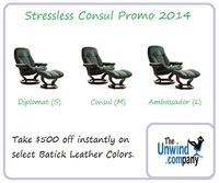 Save $00 on Stressless Consul and Ambassador Recliners.