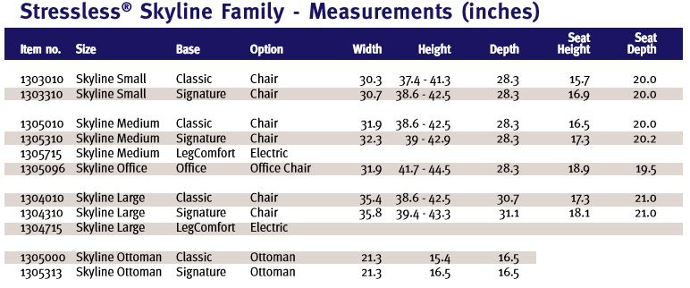 Stressless Skyline Chair Dimensions and Measurements