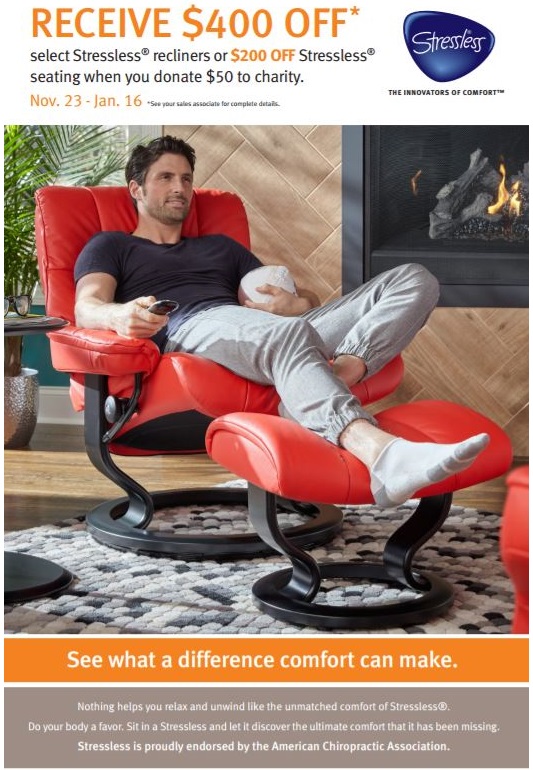 Save $400 on Stressless Mayfair Recliners and Office Chairs