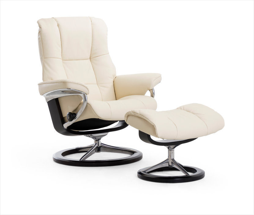 Signature Series Stressless Mayfair Recliner with Ottoman from Unwind.