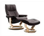 Stressless Crown Small Recliner and Ottoman- Classic Base Stressless Crown Small Recliner and Ottoman Classic Base